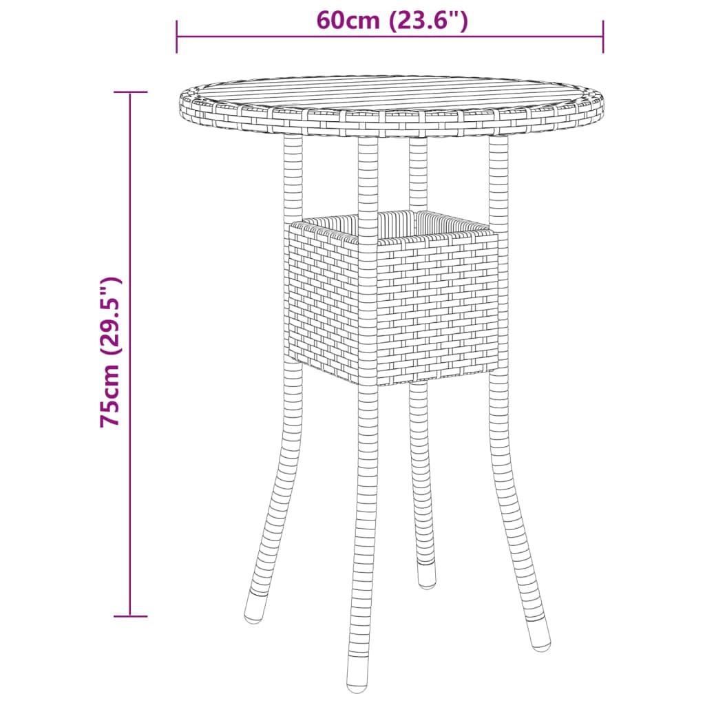 3-Delige Tuinset Poly Rattan