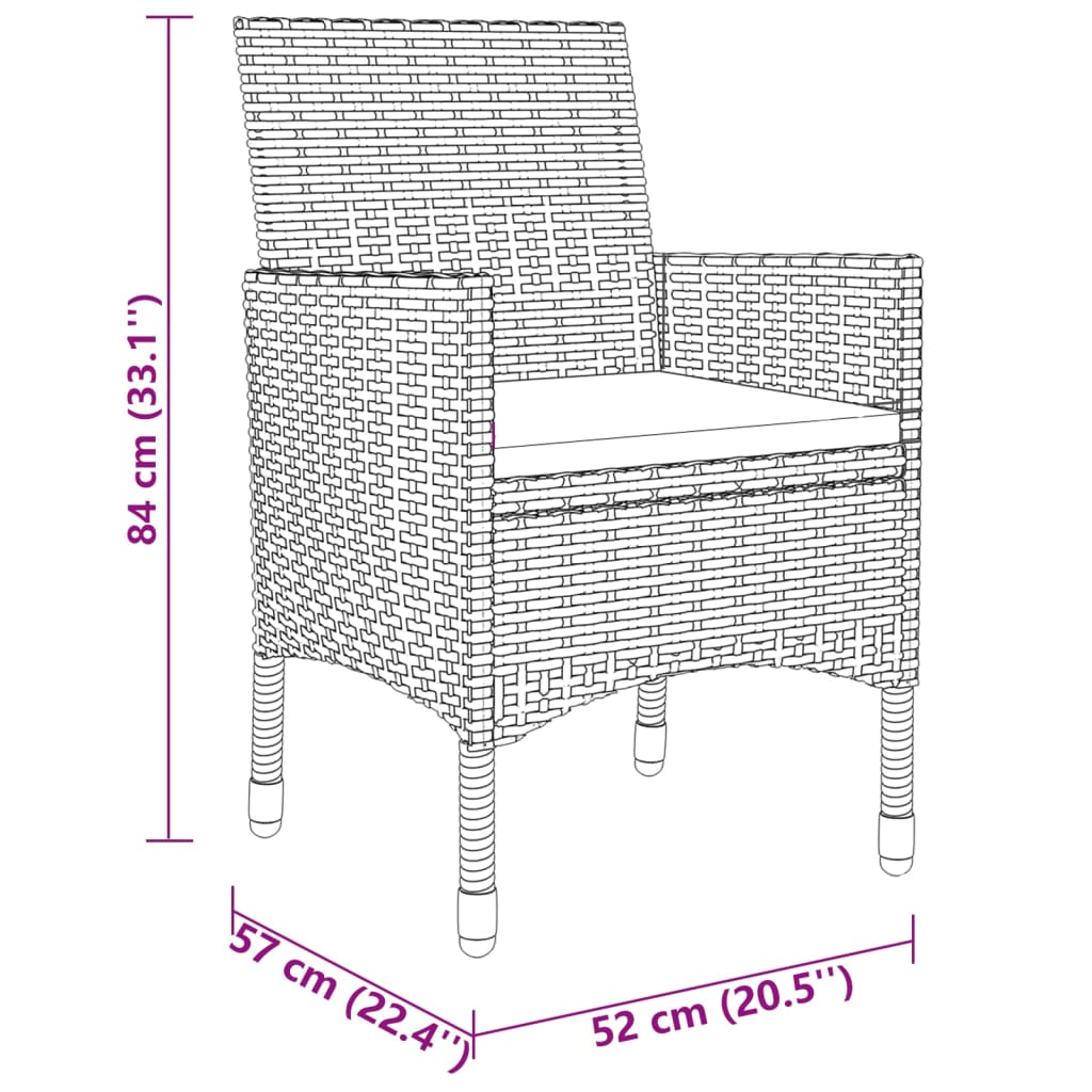 3-Delige Tuinset Poly Rattan