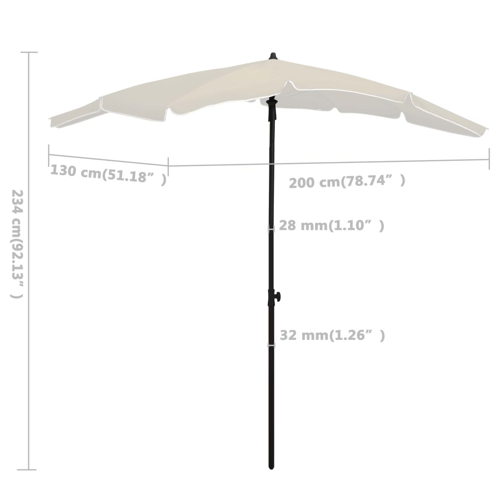 Parasol Met Paal 200X130 Cm Kleurig