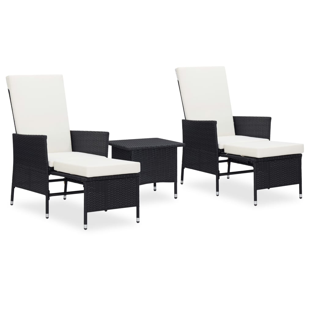 -Delige Loungeset Met Kussens Poly Rattan