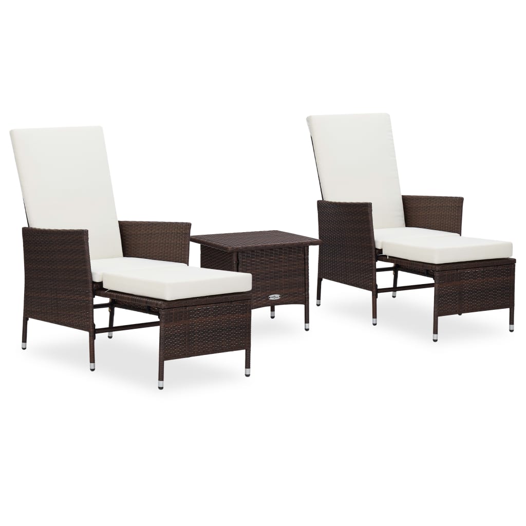 -Delige Loungeset Met Kussens Poly Rattan