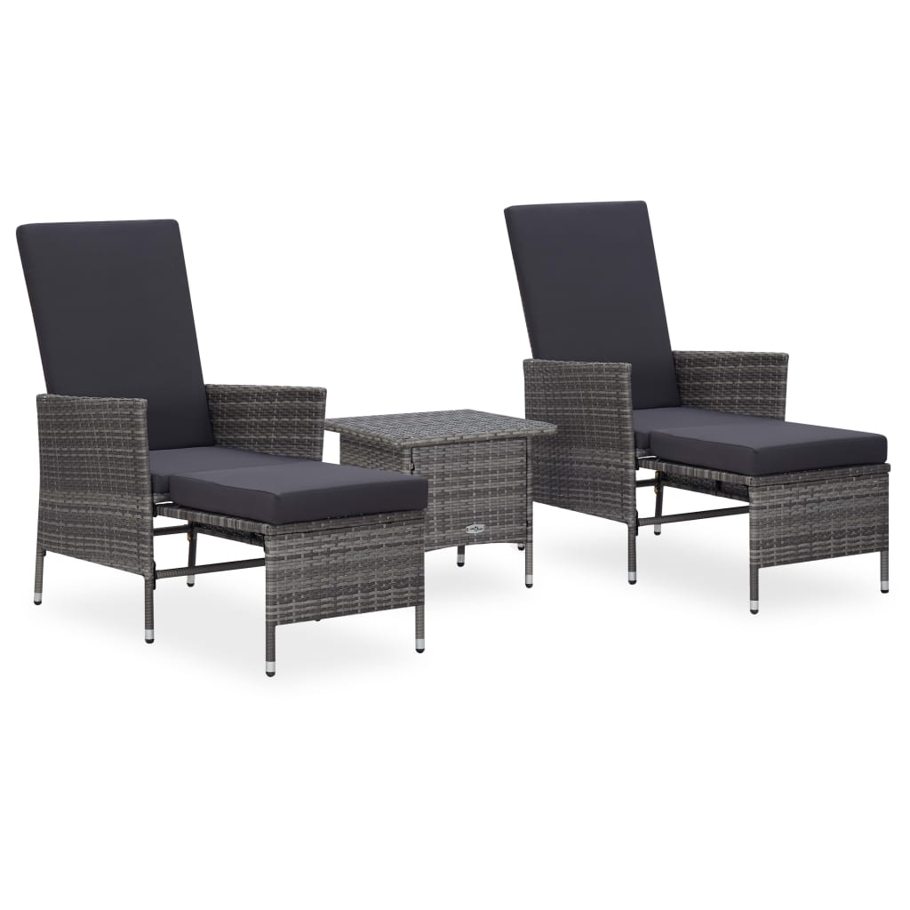 -Delige Loungeset Met Kussens Poly Rattan