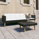 4-Delige Loungeset Met Kussens Poly Rattan