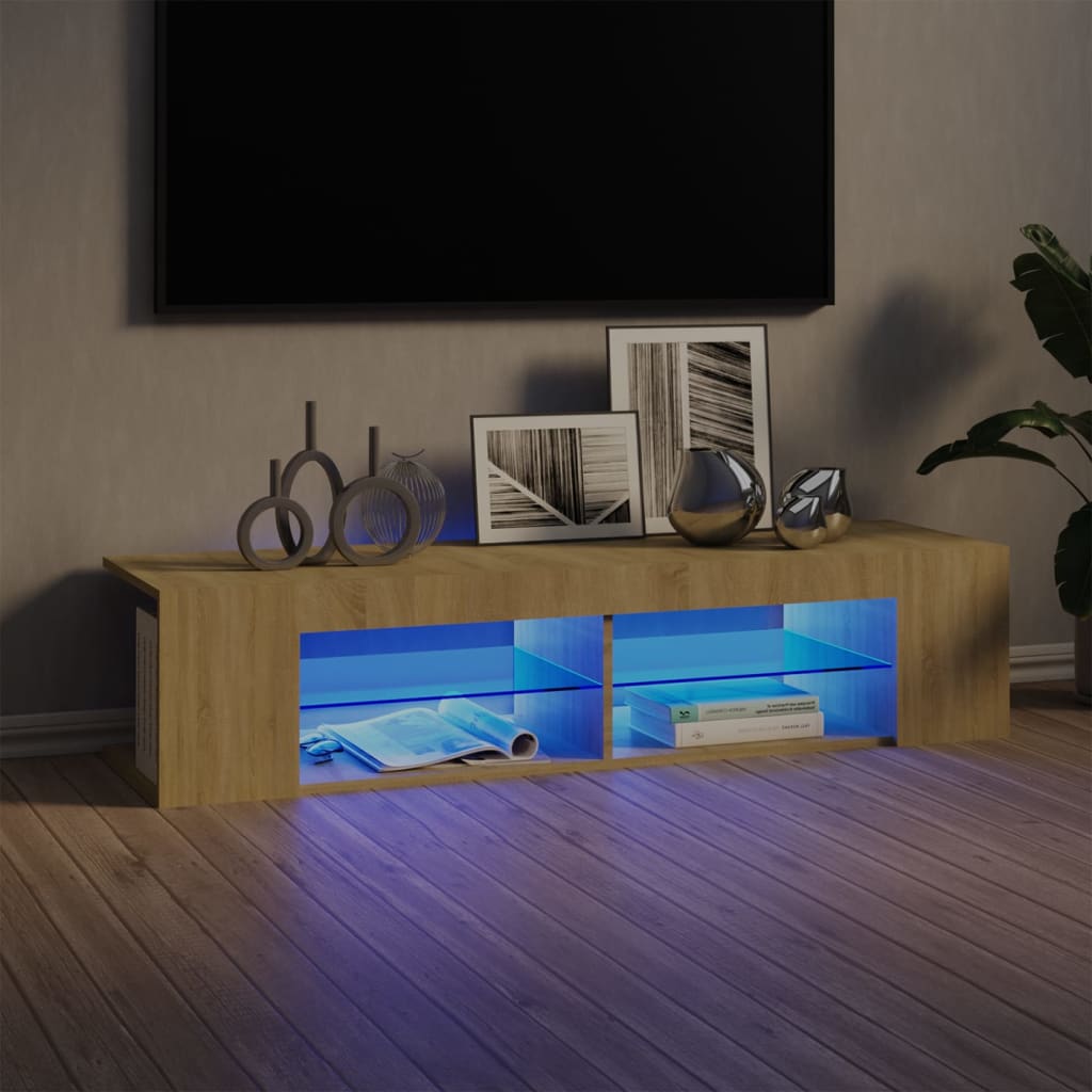 Tv-Meubel Met Led-Verlichting 135X39X30 Cm Eiken