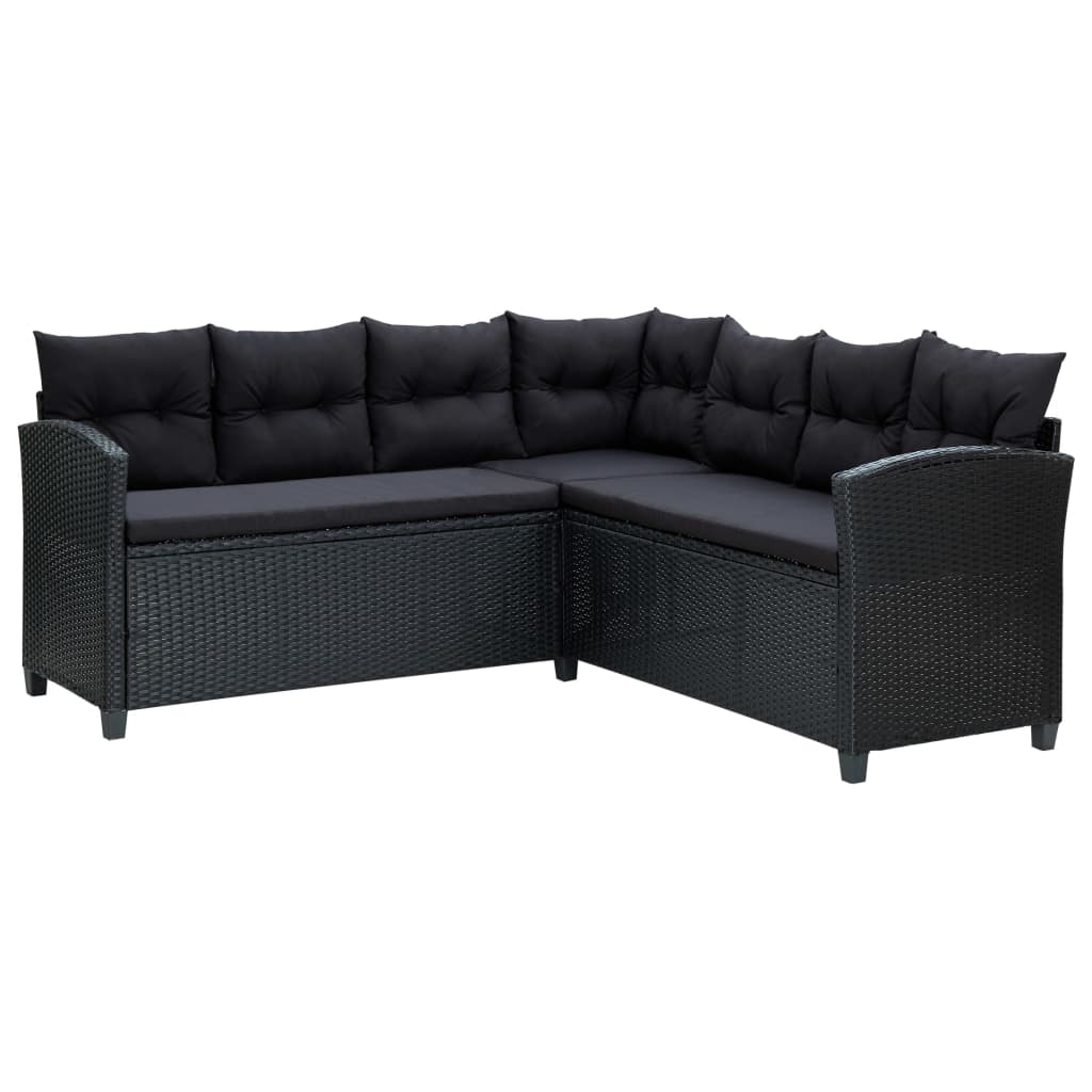 -Delige Loungeset Met Kussens Poly Rattan