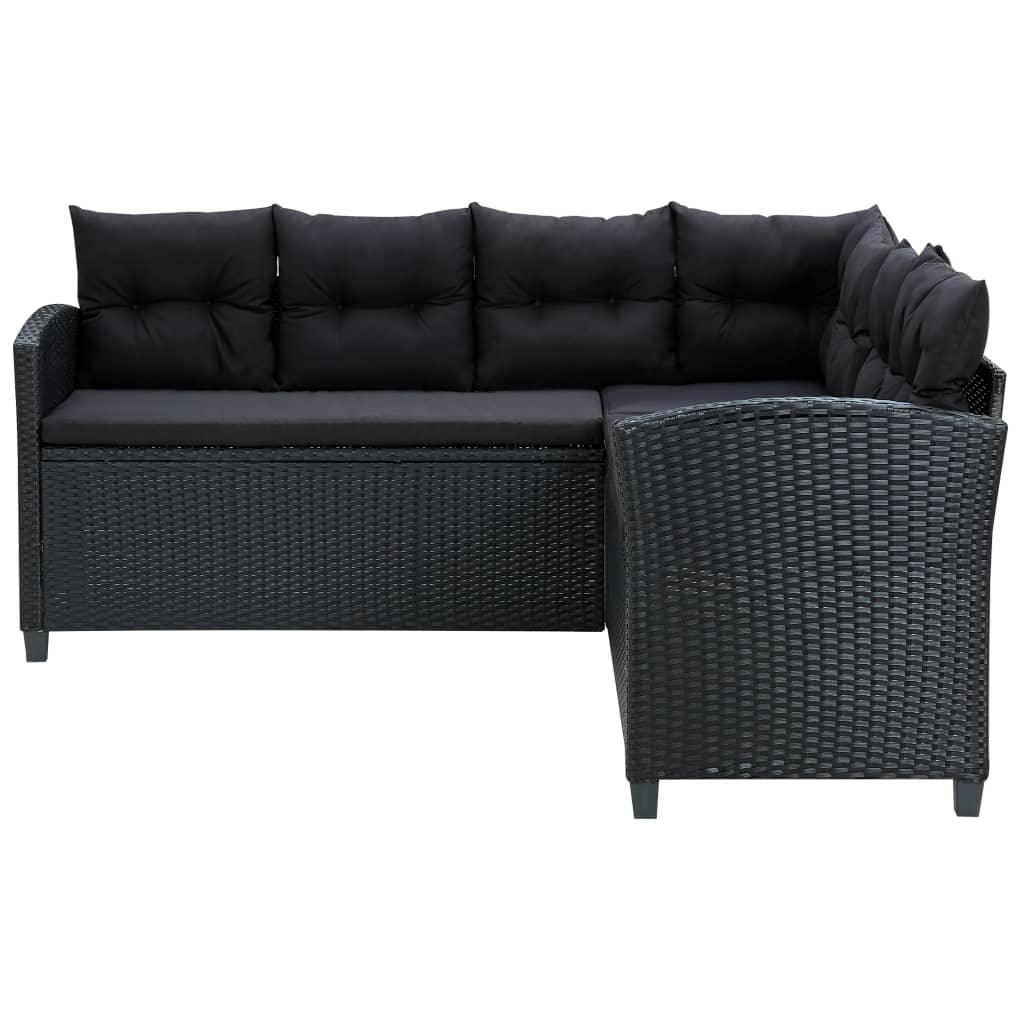 -Delige Loungeset Met Kussens Poly Rattan