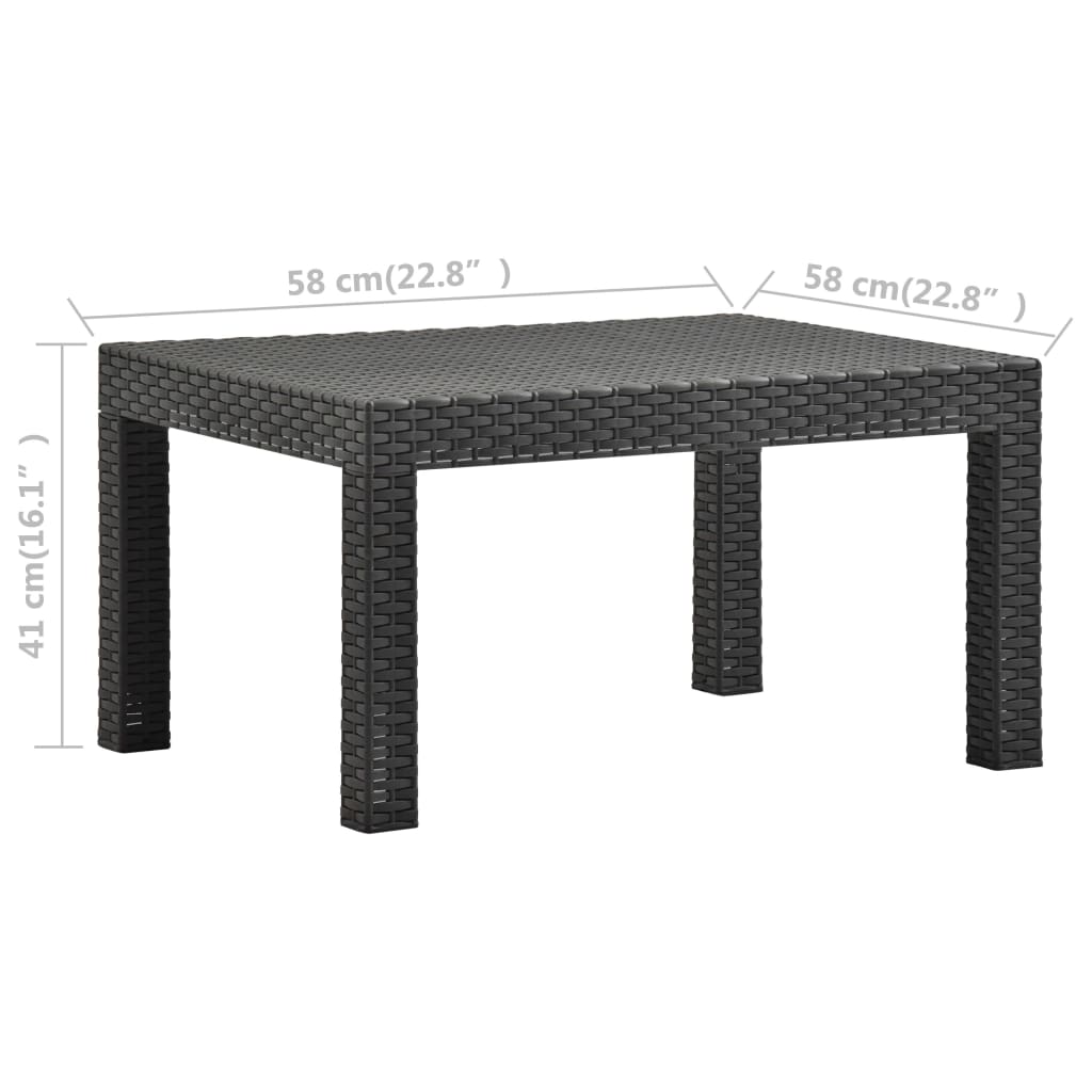 Tuintafel 58X58X41 Cm Pp Rattan Antracietkleurig