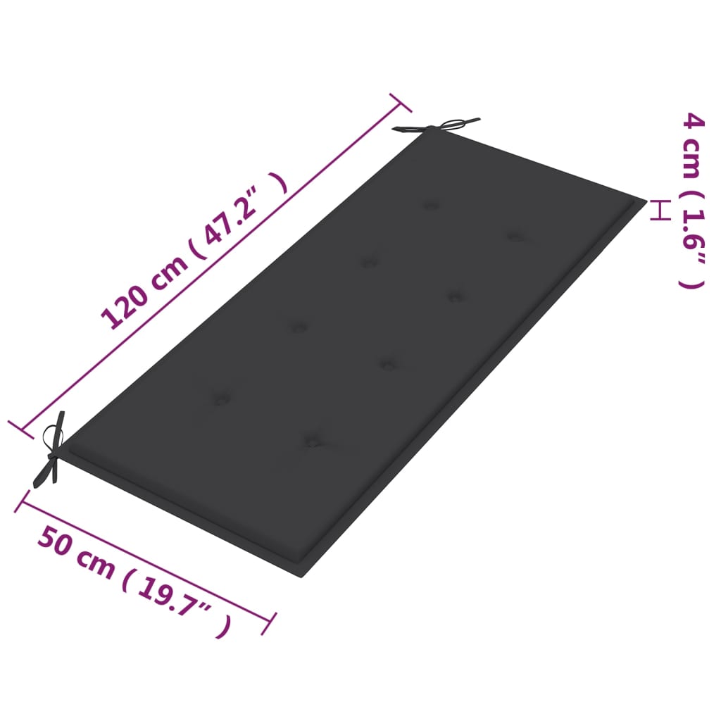 Tuinbank 2-Zits Met Kussen 120 Cm Massief Eucalyptushout