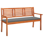 Tuinbank 2-Zits Met Kussen 120 Cm Massief Eucalyptushout