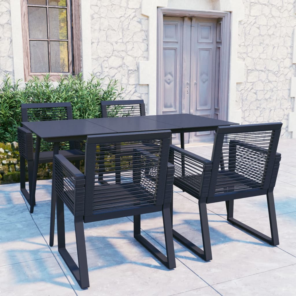 -Delige Tuinset Pvc-Rattan Zwart