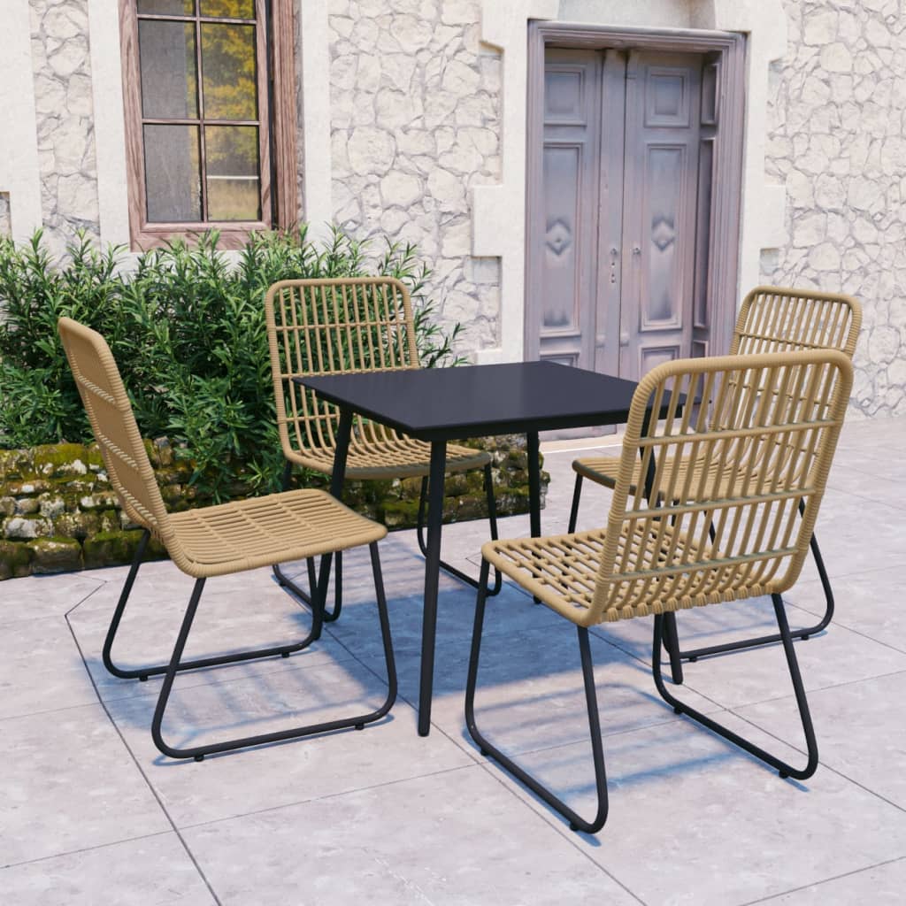 -Delige Tuinset Poly Rattan En Glas