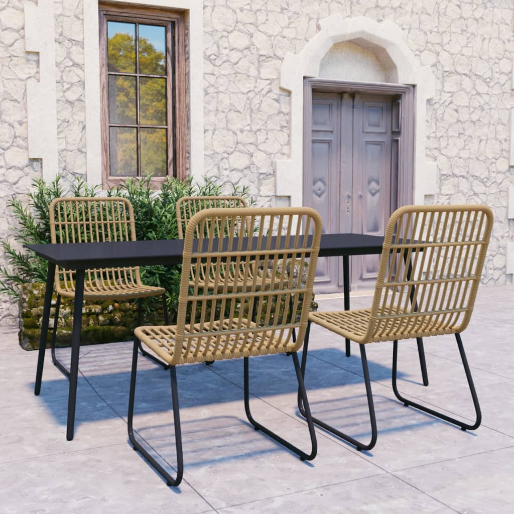 -Delige Tuinset Poly Rattan En Glas