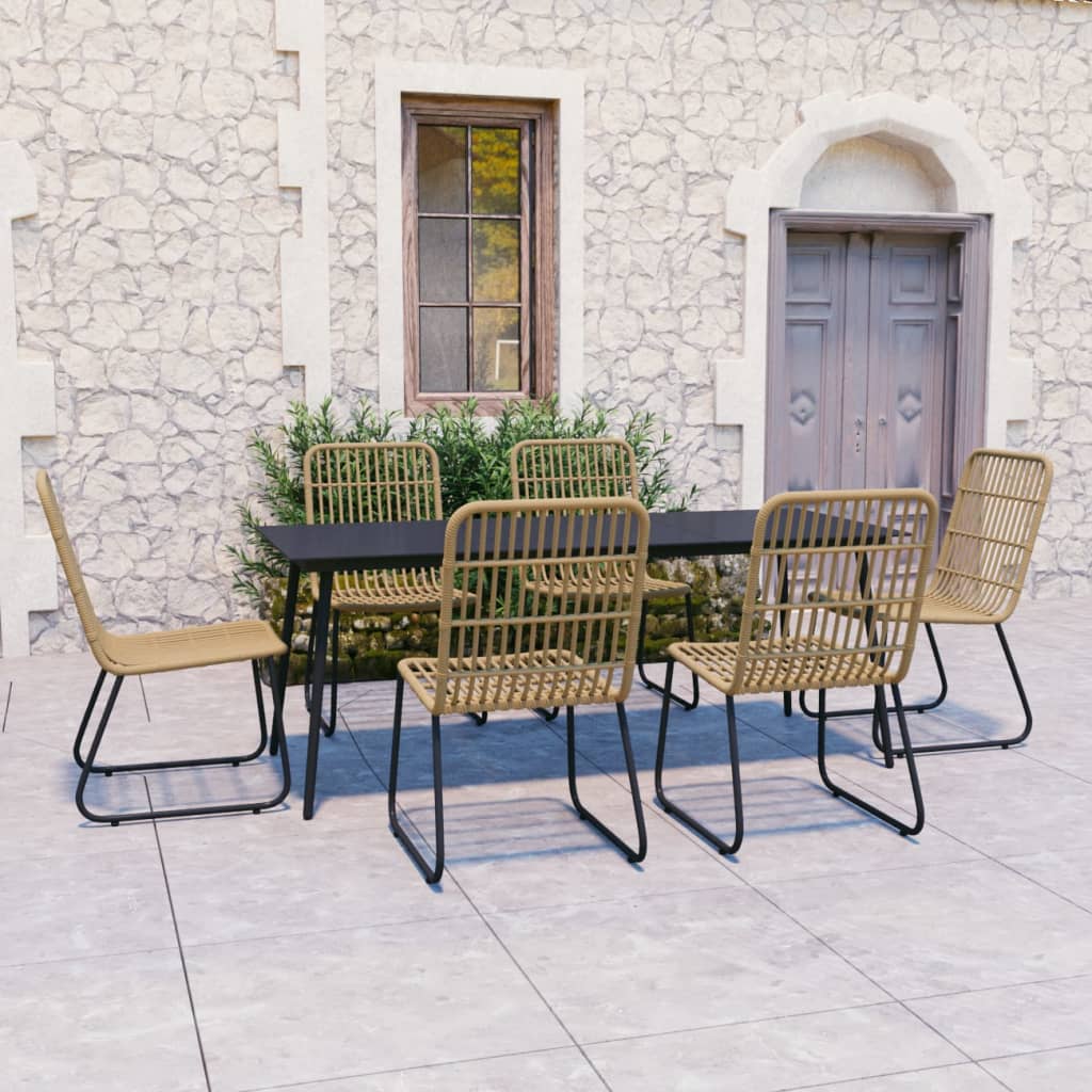 -Delige Tuinset Poly Rattan En Glas