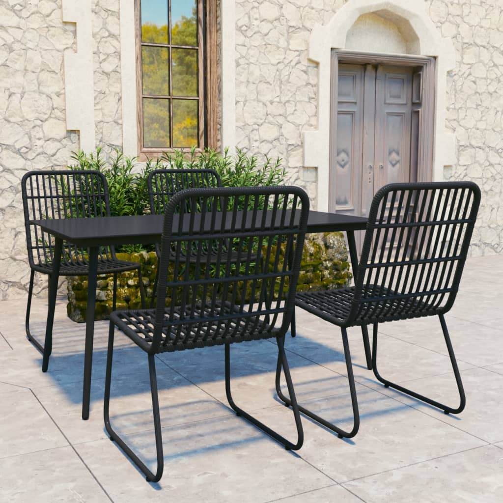 -Delige Tuinset Poly Rattan En Glas