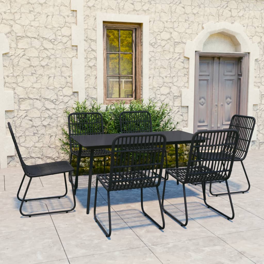 -Delige Tuinset Poly Rattan En Glas