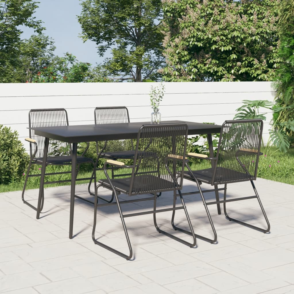 -Delige Tuinset Pvc-Rattan Zwart