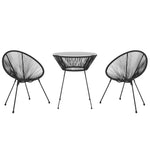 -Delige Tuinset Pvc-Rattan Zwart