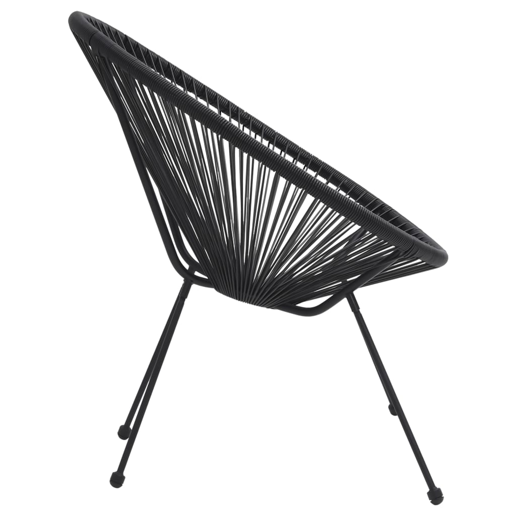 -Delige Tuinset Pvc-Rattan Zwart