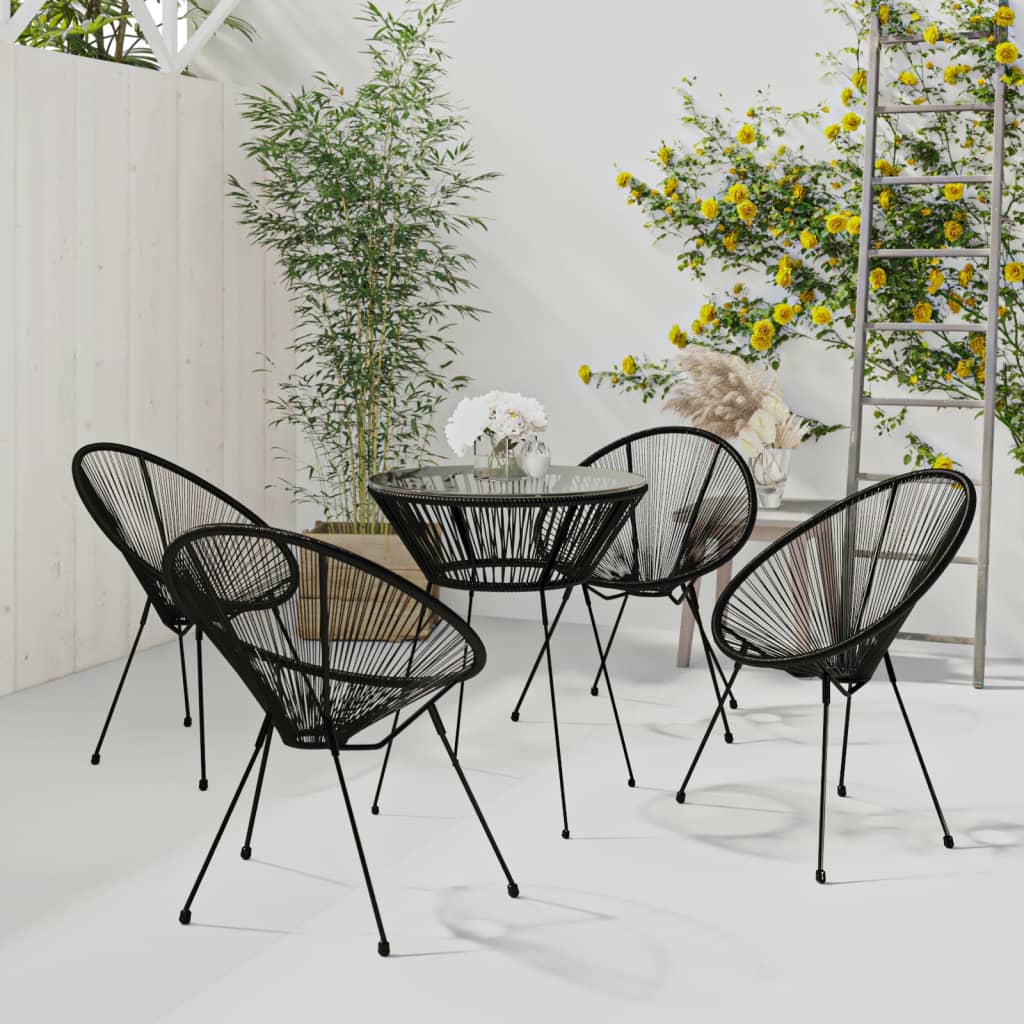 -Delige Tuinset Pvc-Rattan Zwart