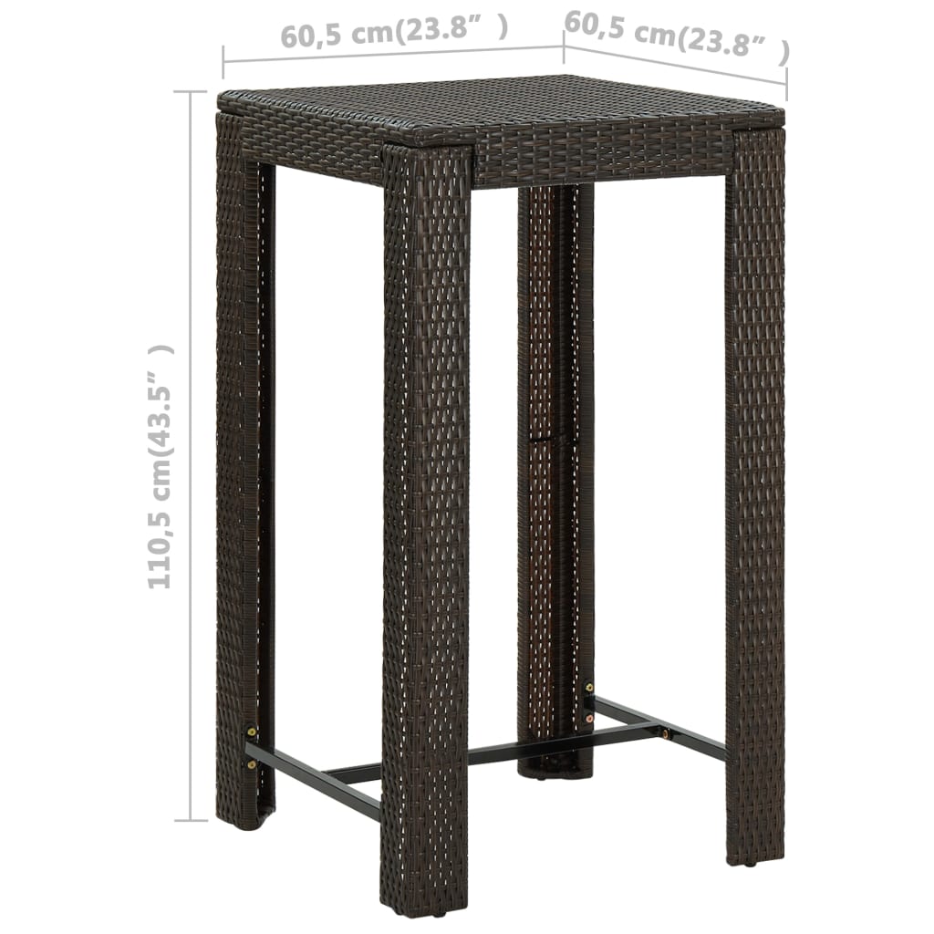 -Delige Tuinbarset Met Kussens Poly Rattan Bruin