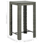 3-Delige Tuinbarset Met Armleuningen Poly Rattan Grijs