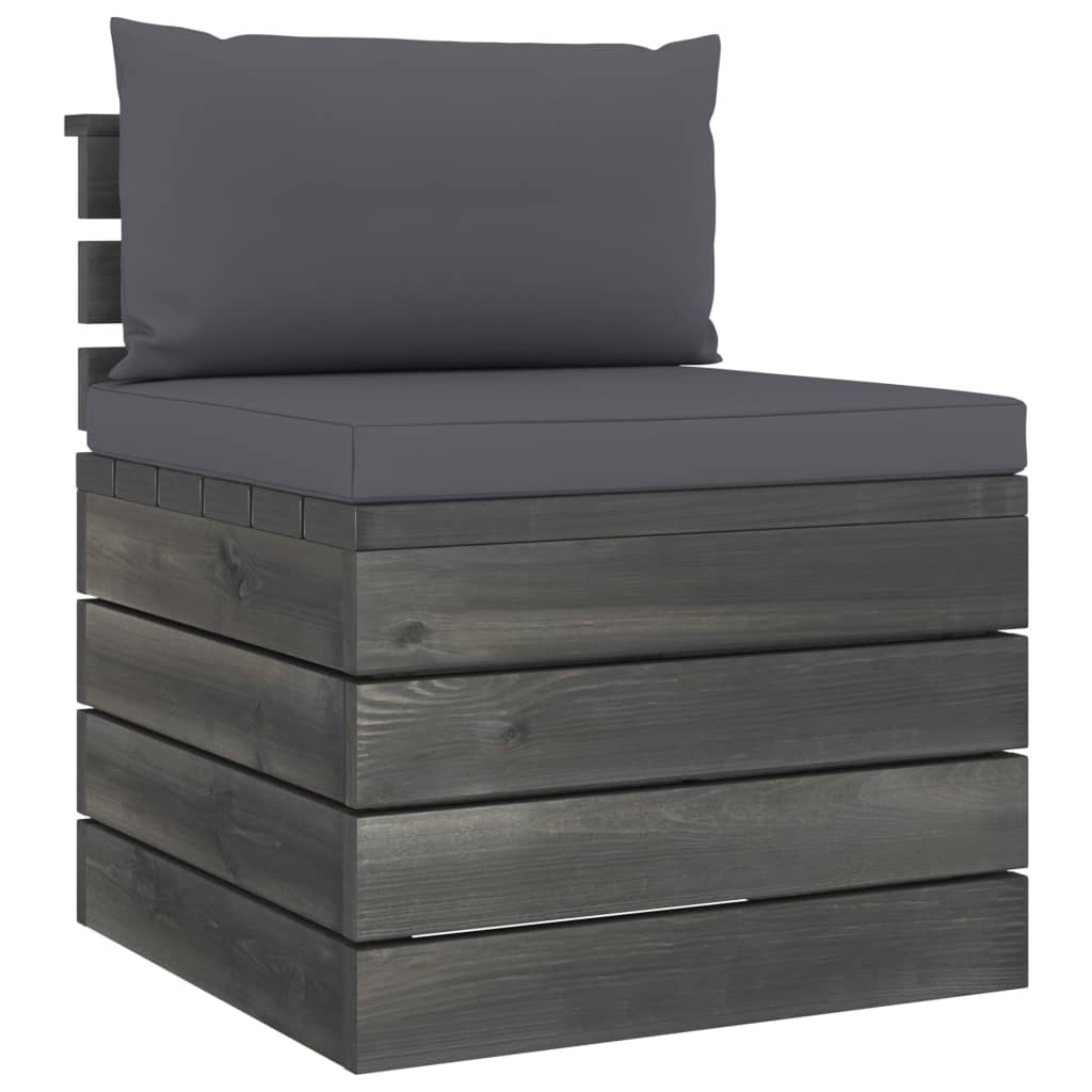 -Delige Loungeset Met Kussens Pallet Massief Grenenhout