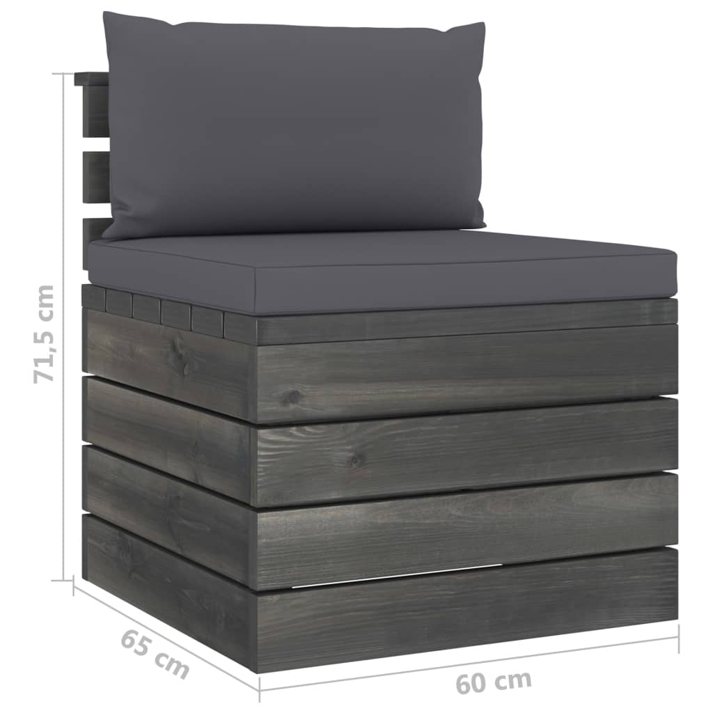 -Delige Loungeset Met Kussens Pallet Massief Grenenhout