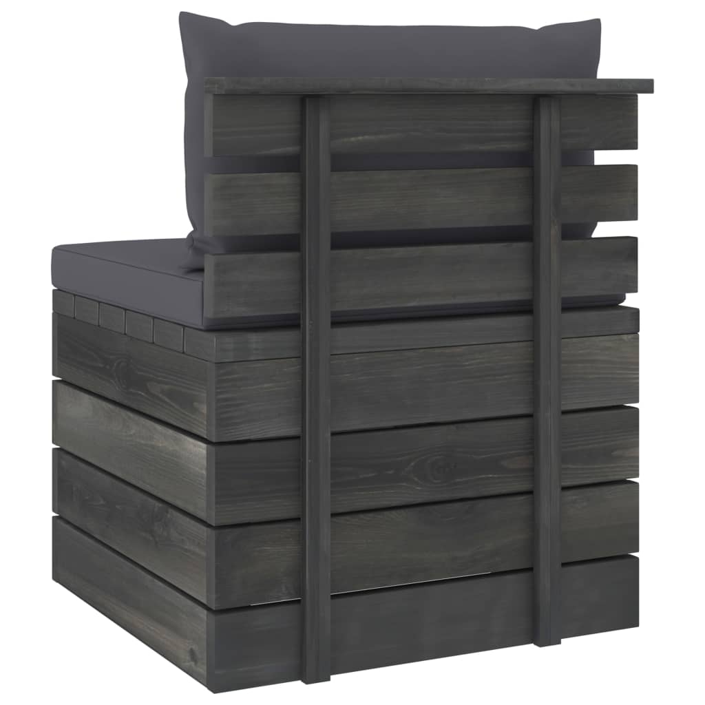 -Delige Loungeset Met Kussens Pallet Massief Grenenhout