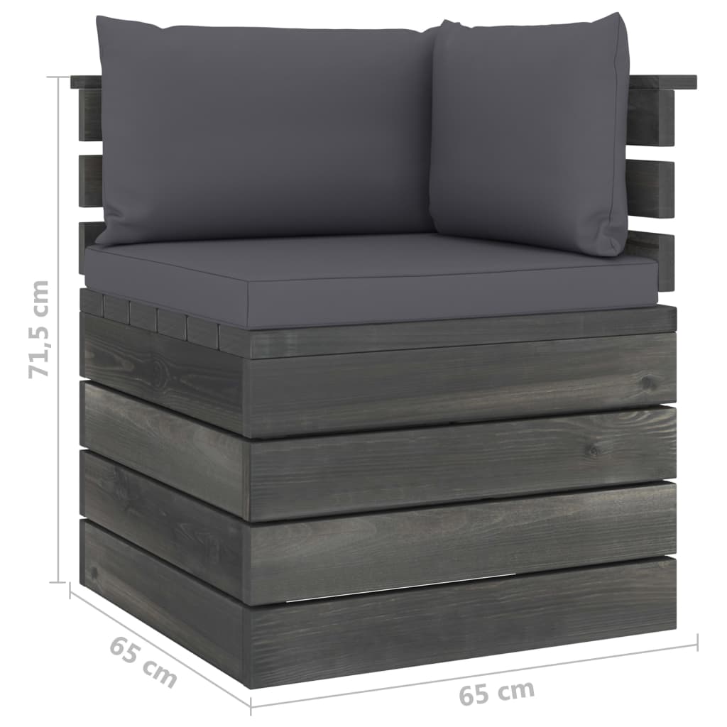 -Delige Loungeset Met Kussens Pallet Massief Grenenhout