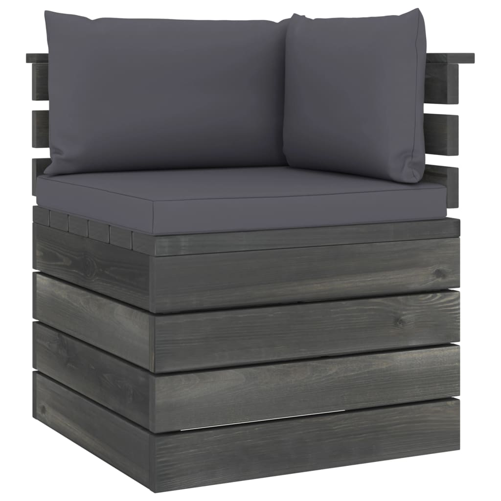 -Delige Loungeset Met Kussens Pallet Massief Grenenhout