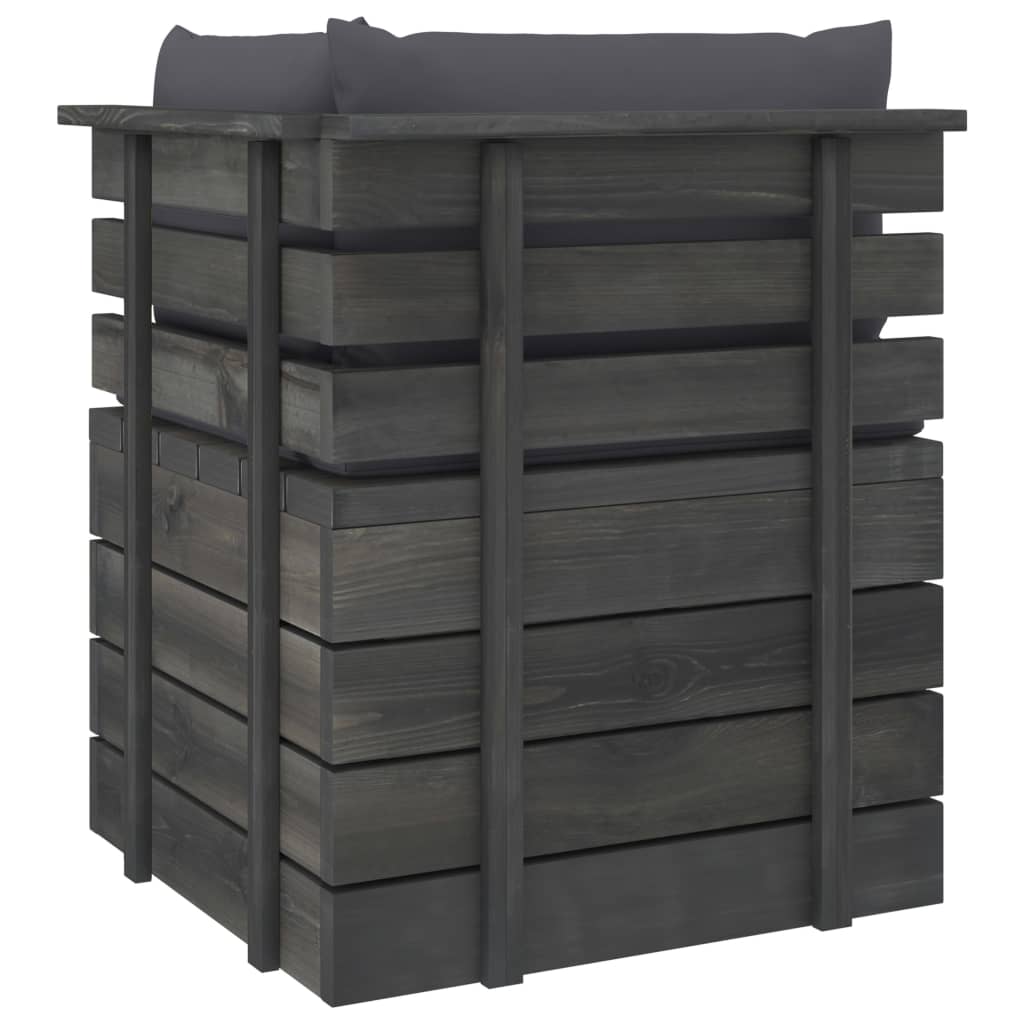 -Delige Loungeset Met Kussens Pallet Massief Grenenhout