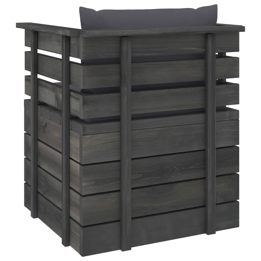 -Delige Loungeset Met Kussens Pallet Massief Grenenhout