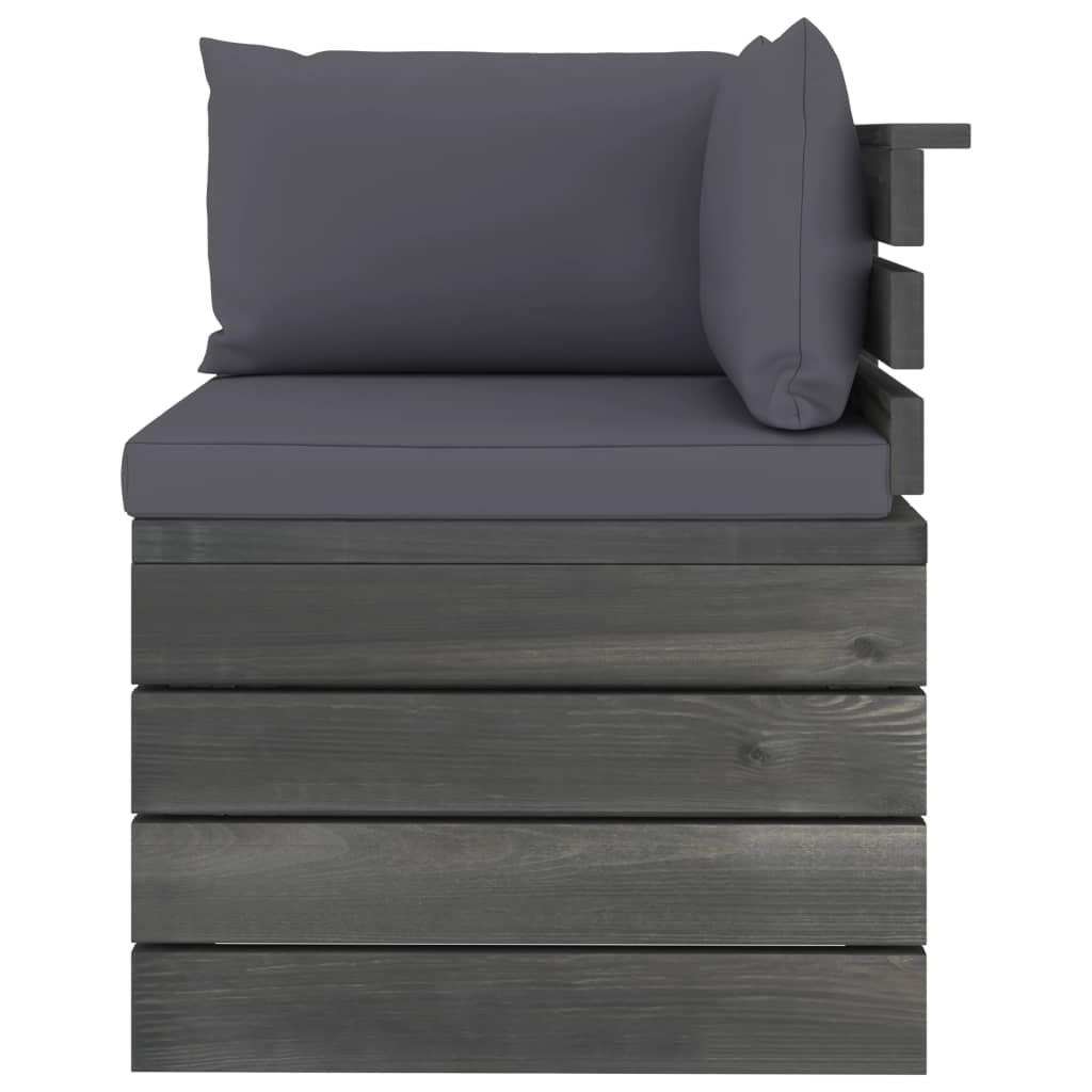 -Delige Loungeset Met Kussens Pallet Massief Grenenhout