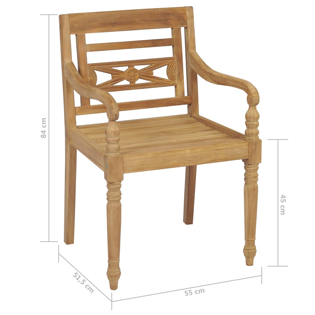 Stoelen Batavia 2 St Met Groene Kussens Massief Teakhout