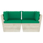 Tuinbank 2-Zits Met Kussens Pallet Vurenhout Groen