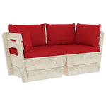 Tuinbank 2-Zits Met Kussens Pallet Vurenhout Rood