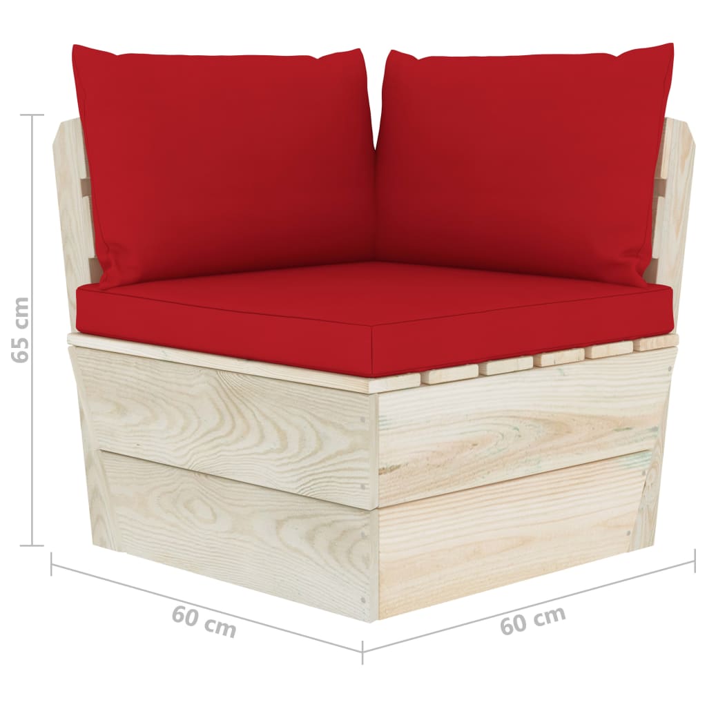 Tuinbank 2-Zits Met Kussens Pallet Vurenhout Rood