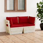 Tuinbank 2-Zits Met Kussens Pallet Vurenhout Rood