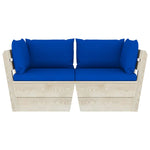 Tuinbank 2-Zits Met Kussens Pallet Vurenhout Blauw