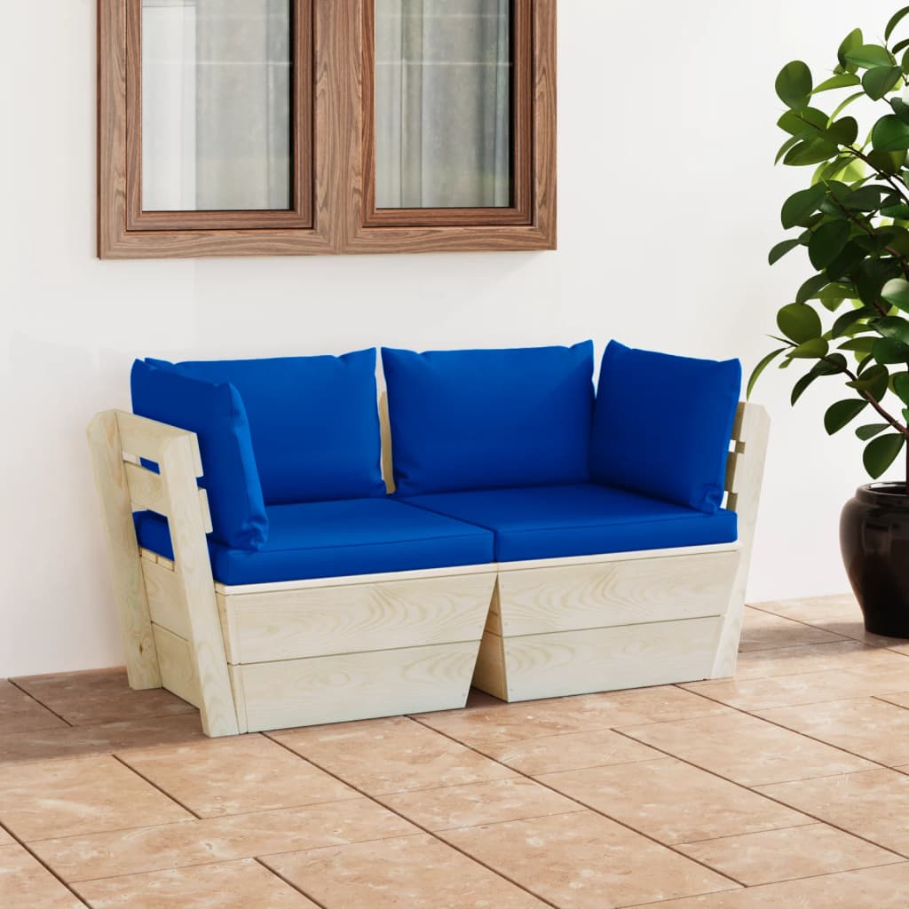 5-Delige Loungeset Met Kussens Pallet Vurenhout Blauw