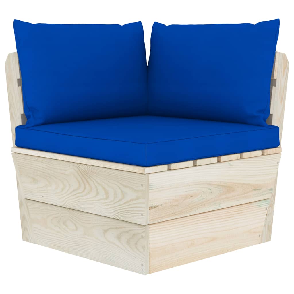 Tuinbank 3-Zits Met Kussens Pallet Vurenhout Blauw