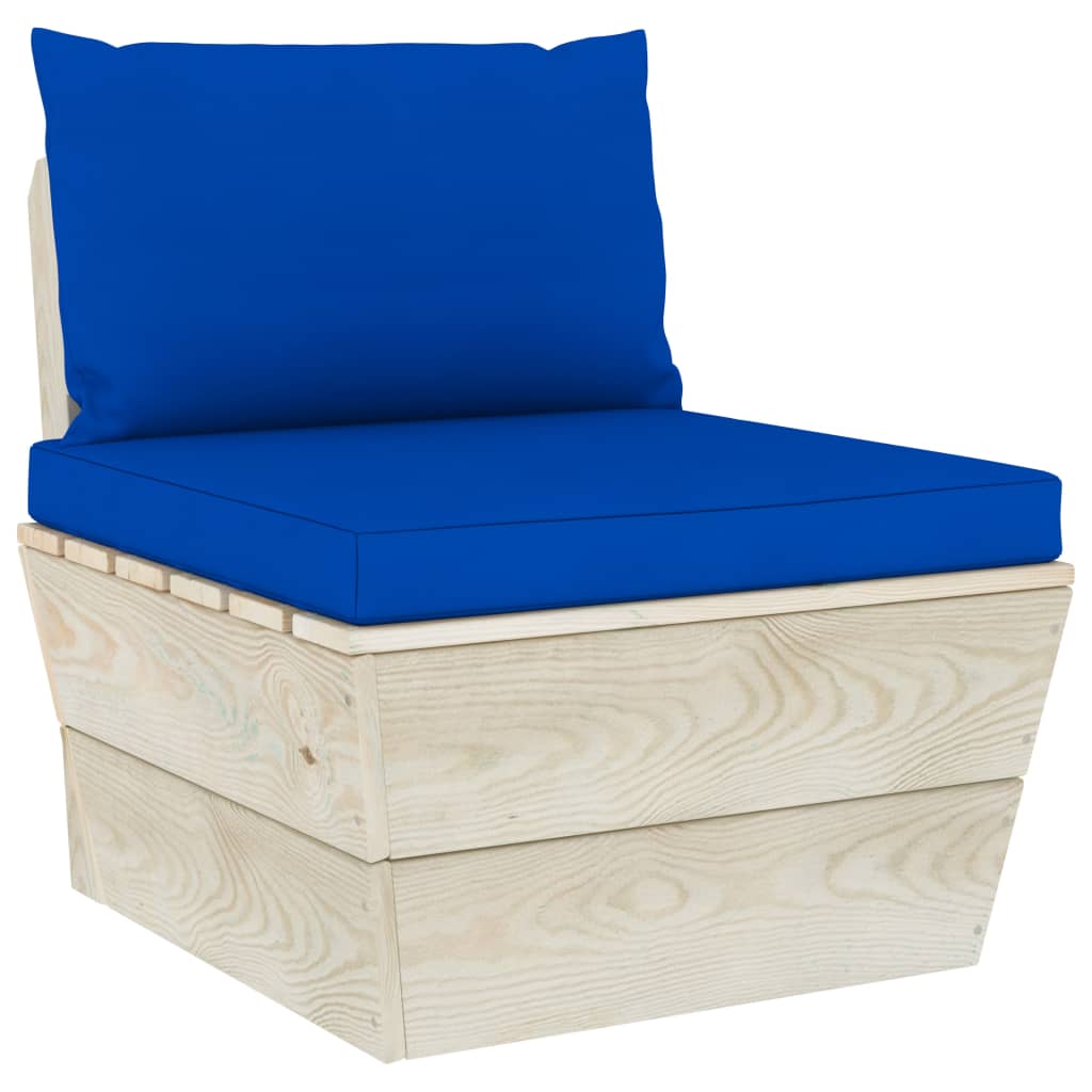 Tuinbank 3-Zits Met Kussens Pallet Vurenhout Blauw