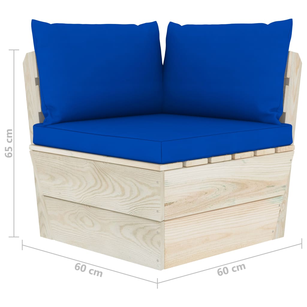 Tuinbank 3-Zits Met Kussens Pallet Vurenhout Blauw