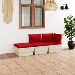 Tuinbank 2-Zits Met Kussens Pallet Vurenhout Rood