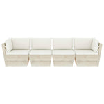 Tuinbank 4-Zits Met Kussens Pallet Vurenhout Crèmewit