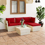 Tuinbank 2-Zits Met Kussens Pallet Vurenhout Rood