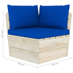 5-Delige Loungeset Met Kussens Pallet Vurenhout Blauw