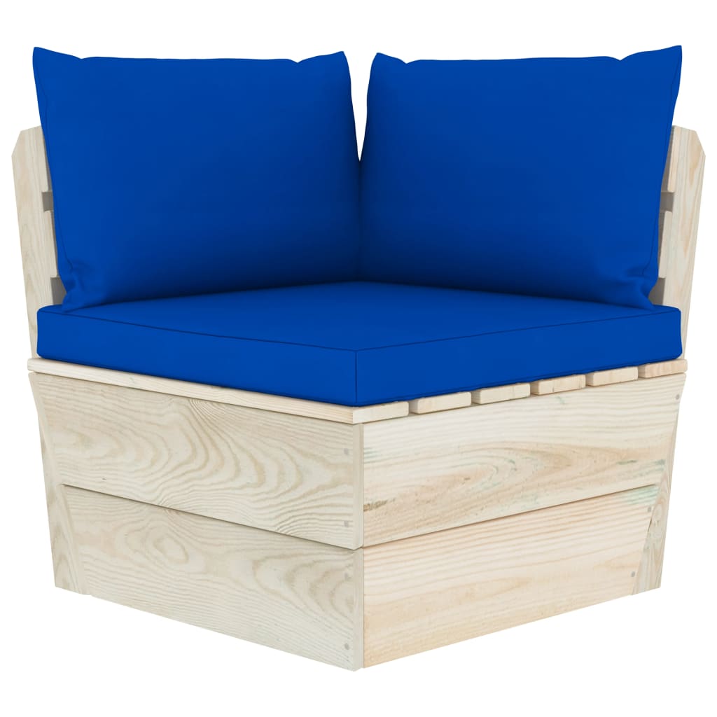 5-Delige Loungeset Met Kussens Pallet Vurenhout Blauw