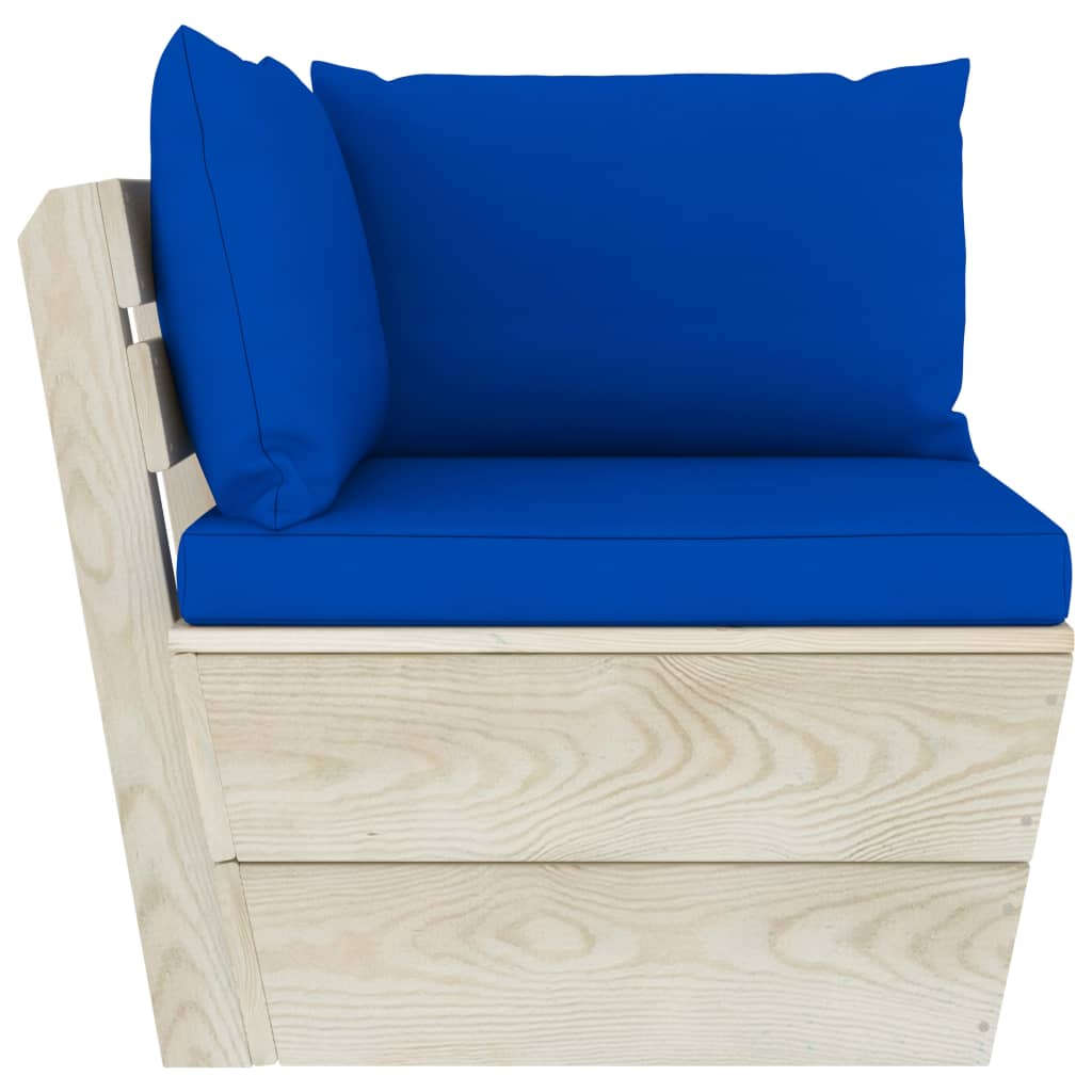 5-Delige Loungeset Met Kussens Pallet Vurenhout Blauw