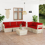 Tuinbank 2-Zits Met Kussens Pallet Vurenhout Rood